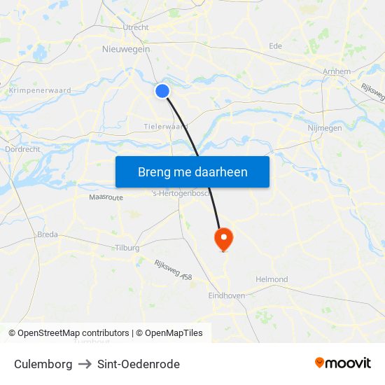 Culemborg to Sint-Oedenrode map