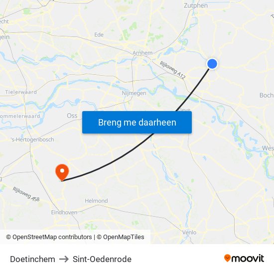 Doetinchem to Sint-Oedenrode map