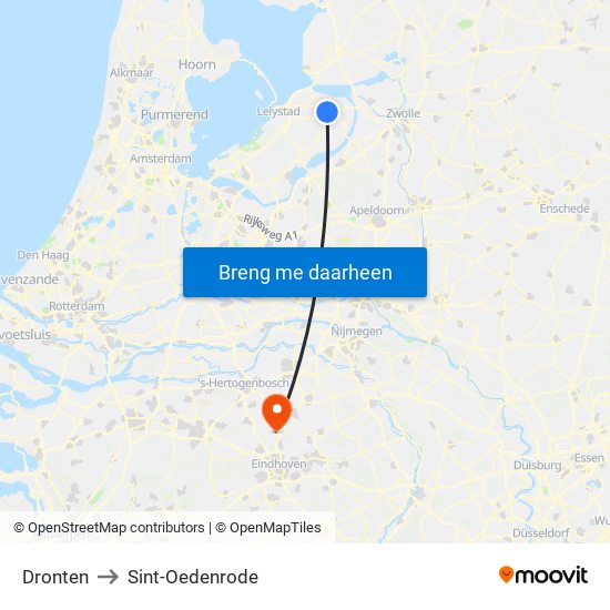 Dronten to Sint-Oedenrode map