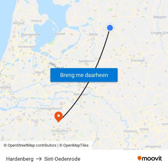 Hardenberg to Sint-Oedenrode map