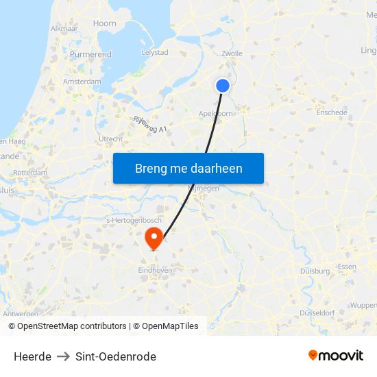 Heerde to Sint-Oedenrode map