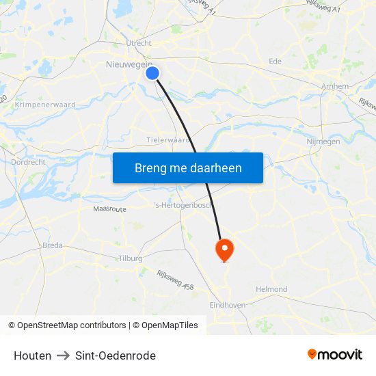 Houten to Sint-Oedenrode map