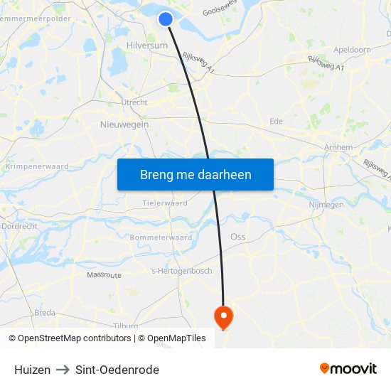 Huizen to Sint-Oedenrode map