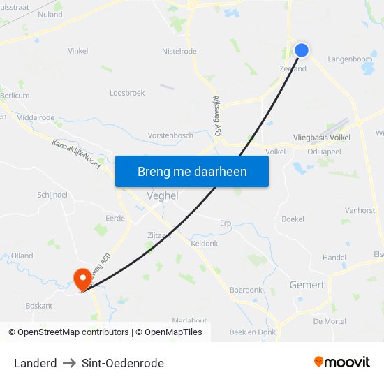 Landerd to Sint-Oedenrode map