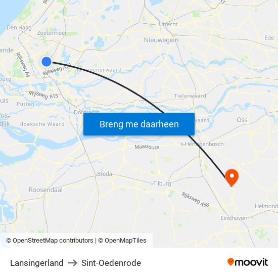Lansingerland to Sint-Oedenrode map