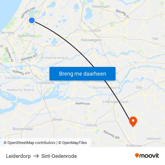 Leiderdorp to Sint-Oedenrode map