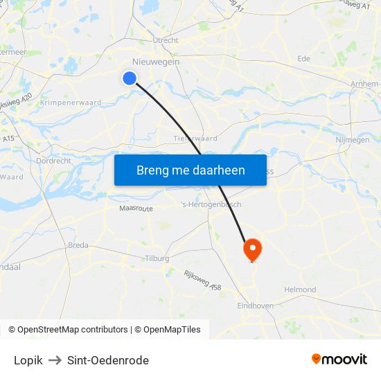 Lopik to Sint-Oedenrode map