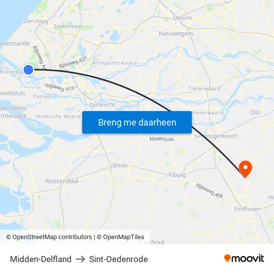 Midden-Delfland to Sint-Oedenrode map