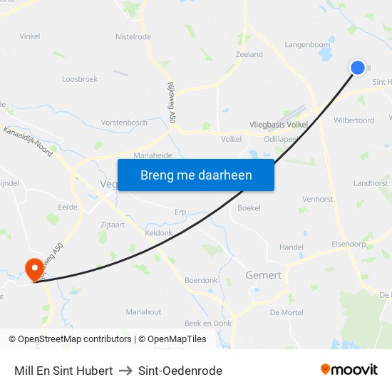 Mill En Sint Hubert to Sint-Oedenrode map