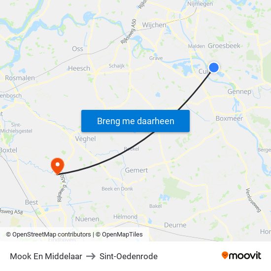 Mook En Middelaar to Sint-Oedenrode map
