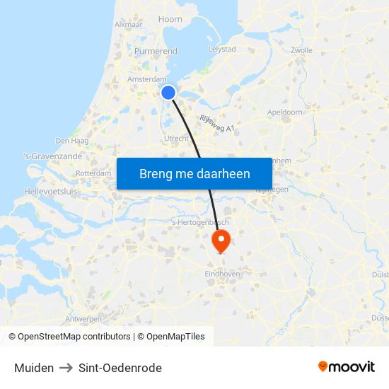 Muiden to Sint-Oedenrode map