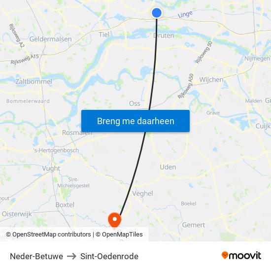 Neder-Betuwe to Sint-Oedenrode map