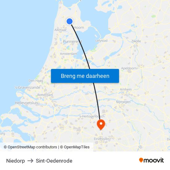 Niedorp to Sint-Oedenrode map