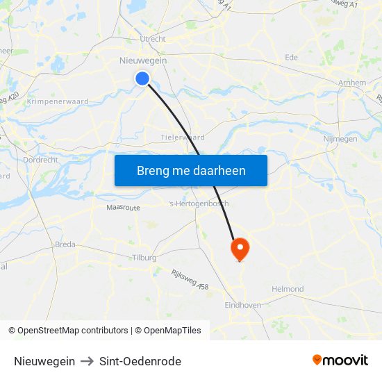 Nieuwegein to Sint-Oedenrode map