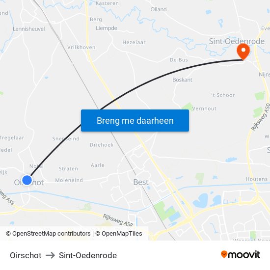 Oirschot to Sint-Oedenrode map