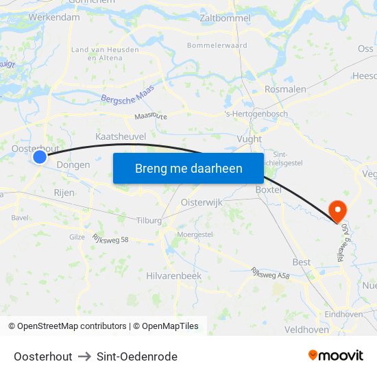 Oosterhout to Sint-Oedenrode map
