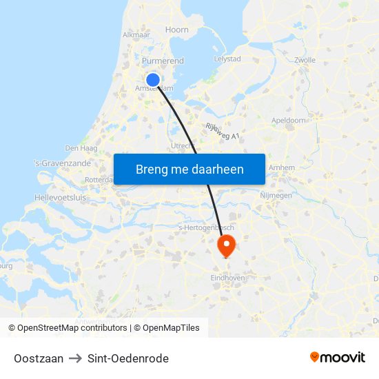 Oostzaan to Sint-Oedenrode map