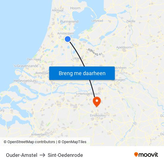 Ouder-Amstel to Sint-Oedenrode map