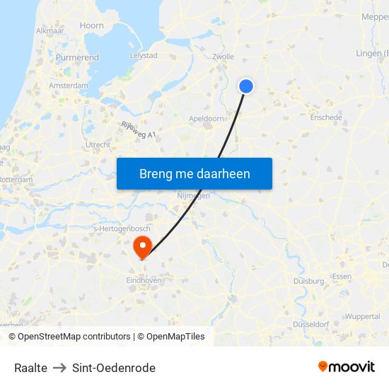 Raalte to Sint-Oedenrode map