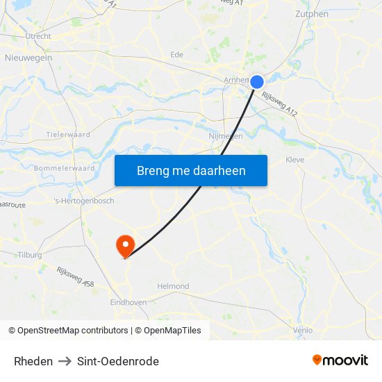 Rheden to Sint-Oedenrode map