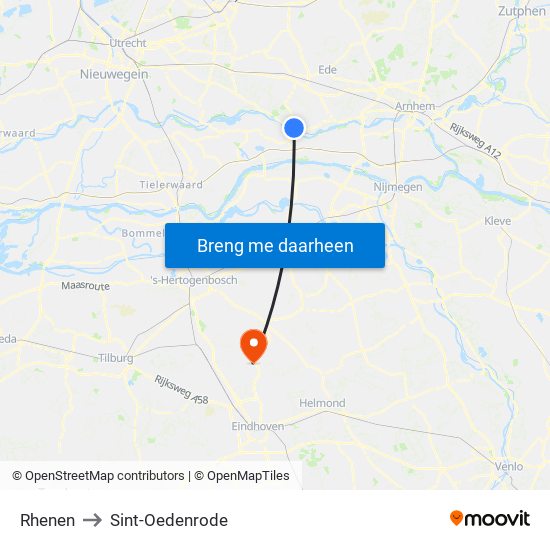 Rhenen to Sint-Oedenrode map
