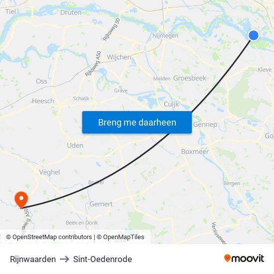 Rijnwaarden to Sint-Oedenrode map