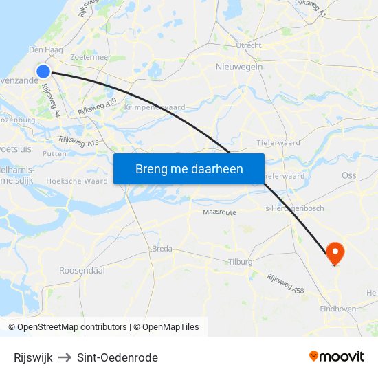 Rijswijk to Sint-Oedenrode map