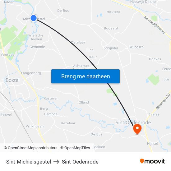 Sint-Michielsgestel to Sint-Oedenrode map