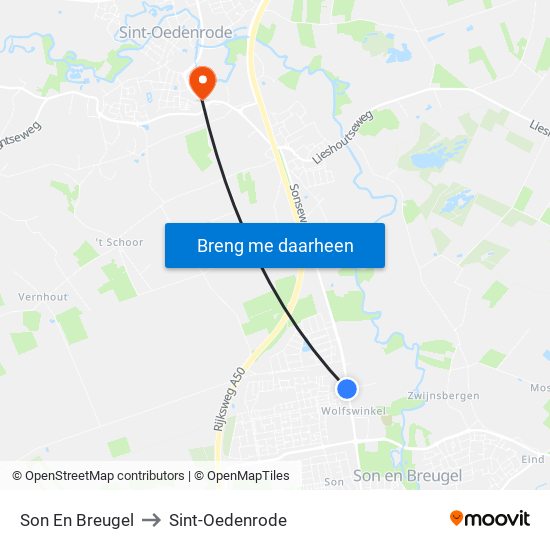 Son En Breugel to Sint-Oedenrode map