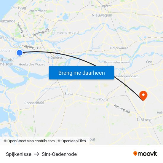 Spijkenisse to Sint-Oedenrode map
