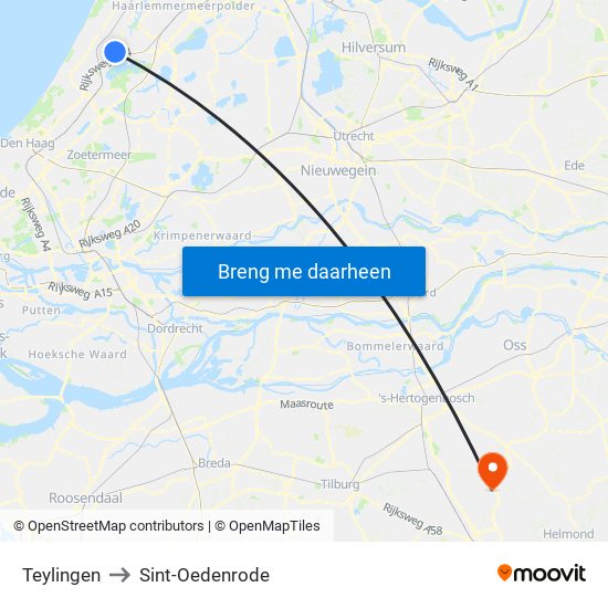 Teylingen to Sint-Oedenrode map