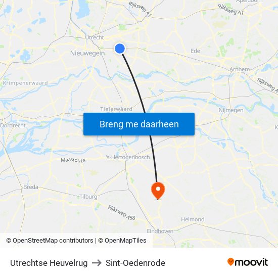 Utrechtse Heuvelrug to Sint-Oedenrode map