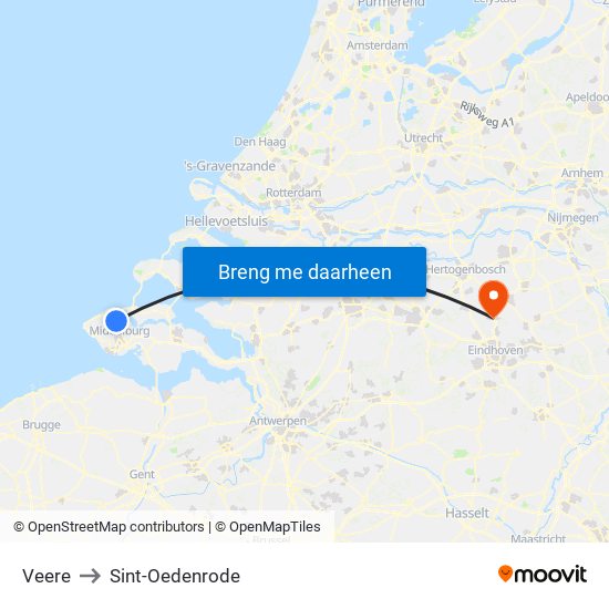 Veere to Sint-Oedenrode map