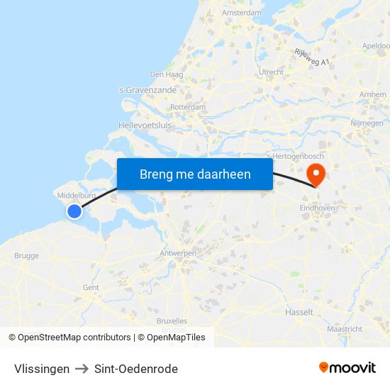 Vlissingen to Sint-Oedenrode map