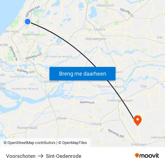 Voorschoten to Sint-Oedenrode map