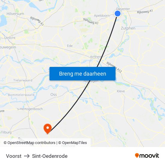 Voorst to Sint-Oedenrode map