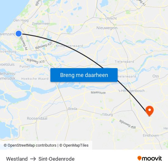 Westland to Sint-Oedenrode map