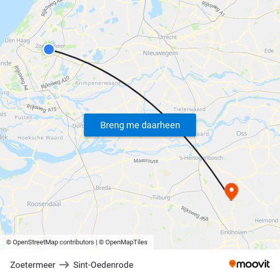 Zoetermeer to Sint-Oedenrode map