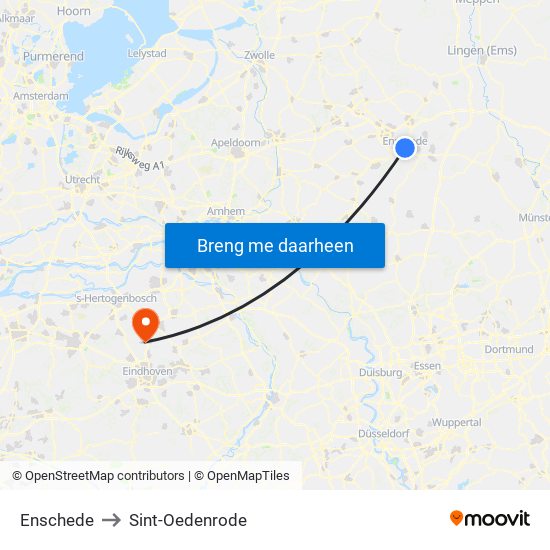 Enschede to Sint-Oedenrode map