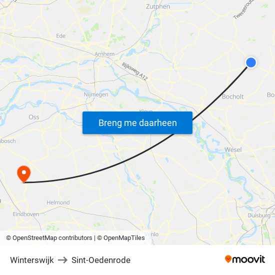 Winterswijk to Sint-Oedenrode map