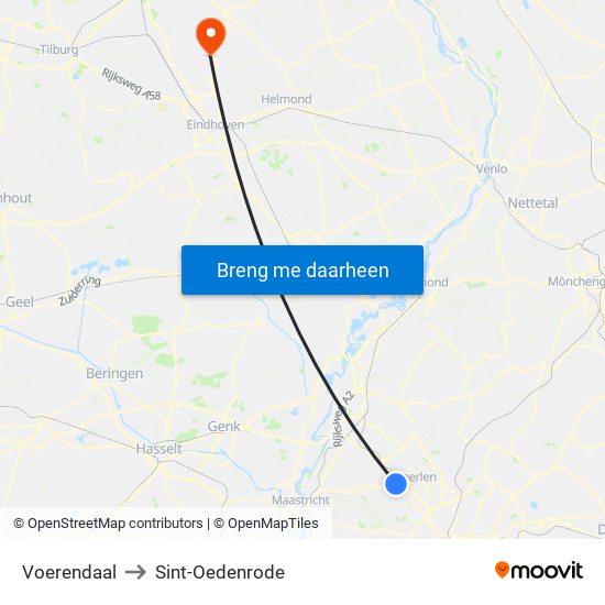 Voerendaal to Sint-Oedenrode map