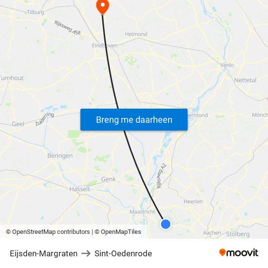 Eijsden-Margraten to Sint-Oedenrode map