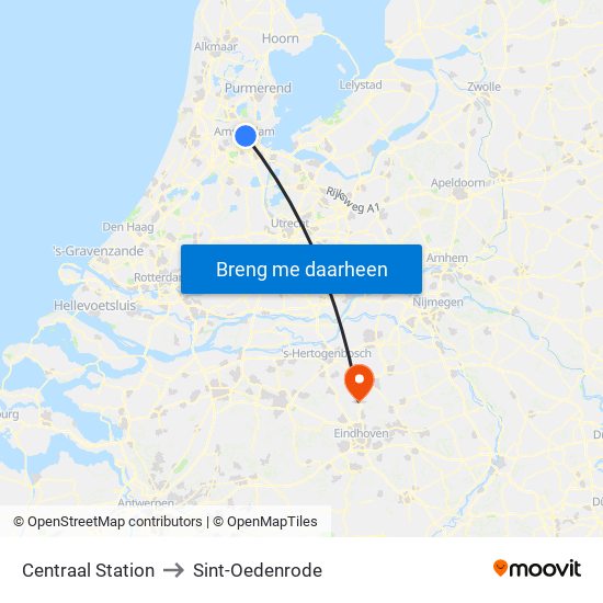 Centraal Station to Sint-Oedenrode map