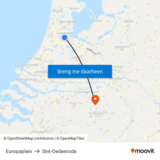 Europaplein to Sint-Oedenrode map