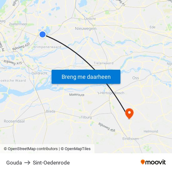 Gouda to Sint-Oedenrode map