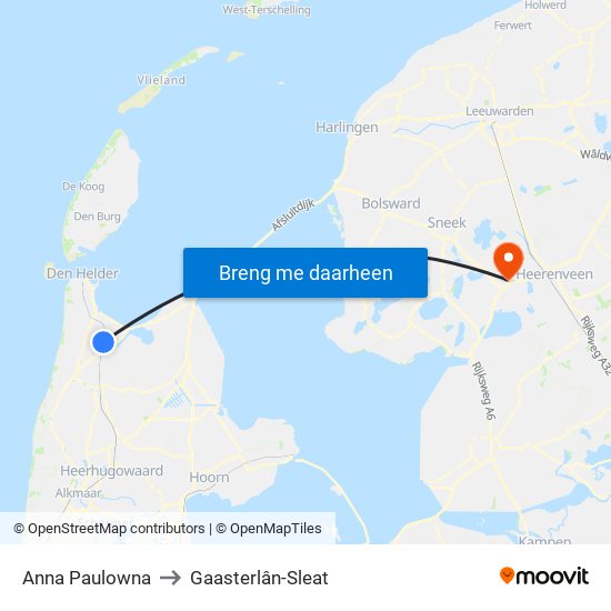 Anna Paulowna to Gaasterlân-Sleat map
