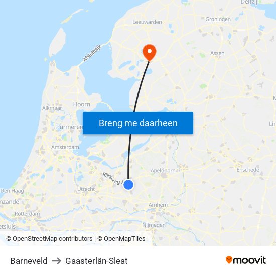 Barneveld to Gaasterlân-Sleat map
