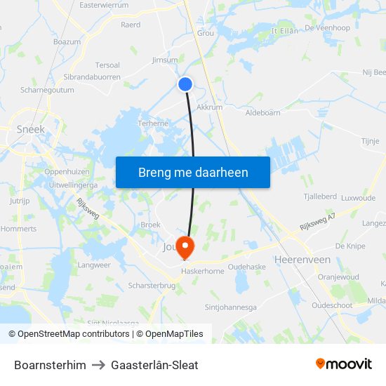 Boarnsterhim to Gaasterlân-Sleat map