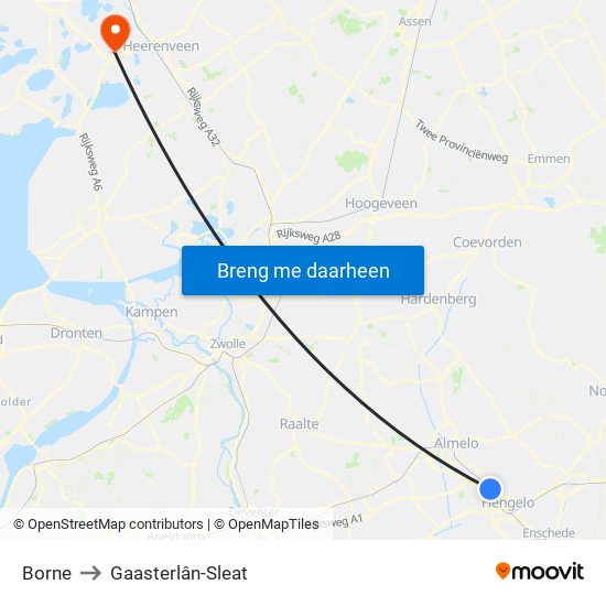 Borne to Gaasterlân-Sleat map