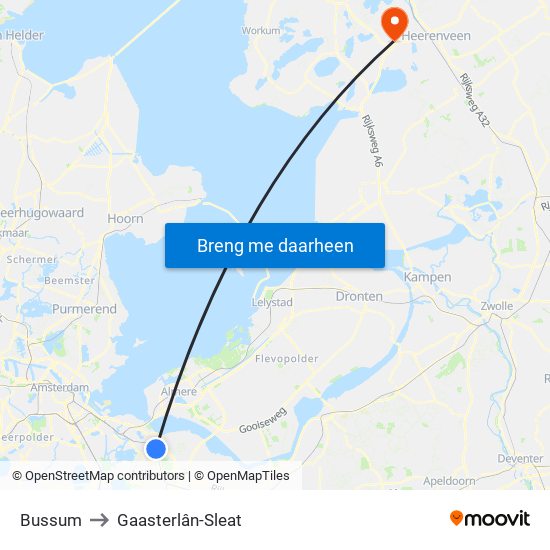 Bussum to Gaasterlân-Sleat map